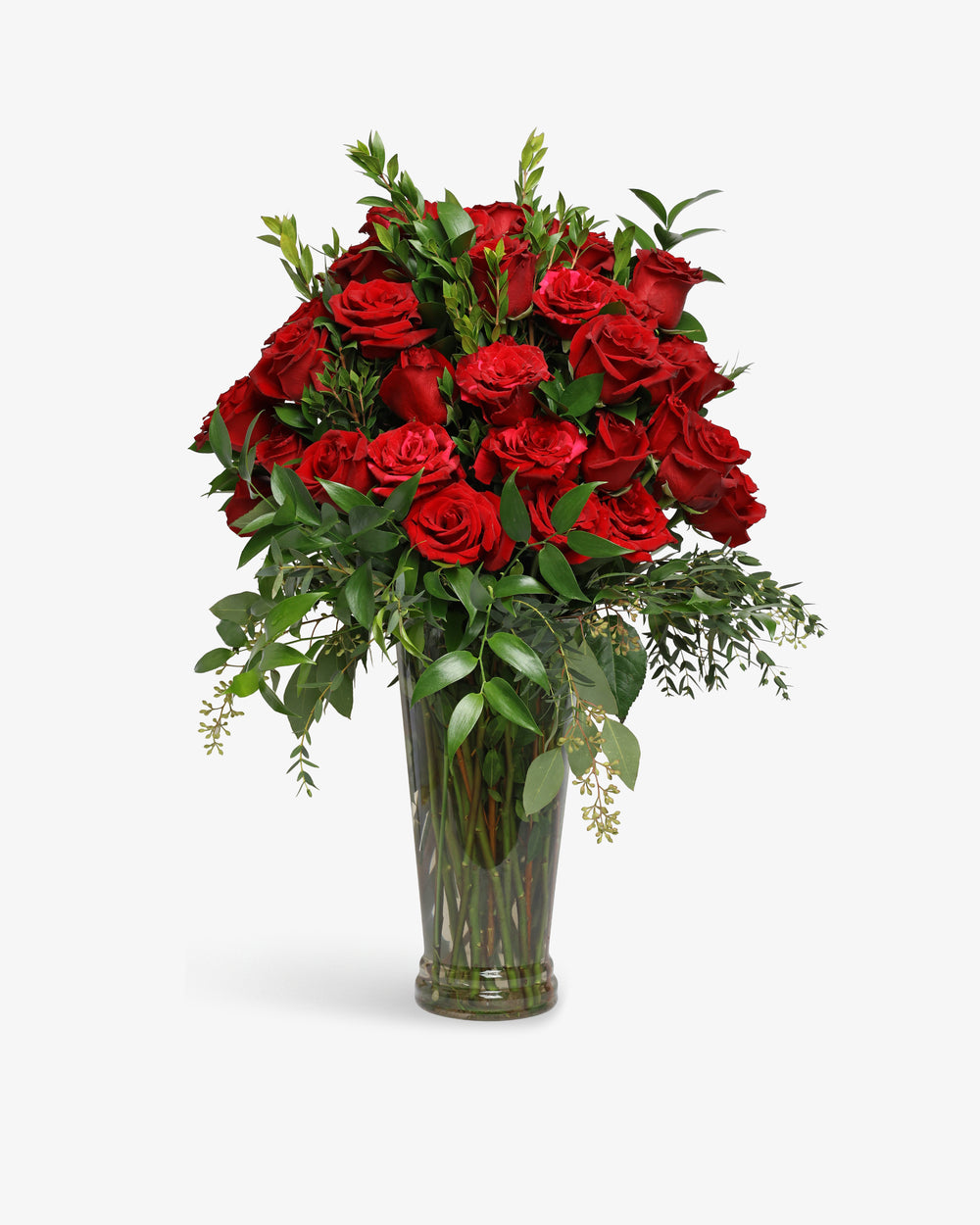 All Crimson Rose Flower Arrangement | Presch Petals Flower Delivery Dallas