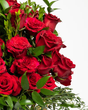 All Crimson Rose Flower Arrangement | Presch Petals Flower Delivery Dallas