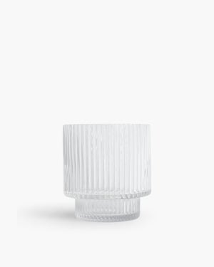 Low Ribbed Glass Pedestal Vase | Presch Petals Short Flower Vases Dallas