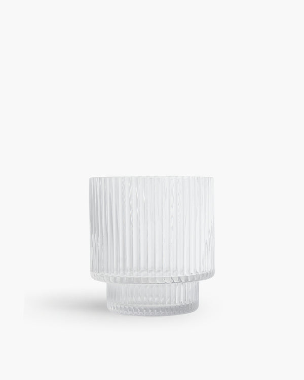 Low Ribbed Glass Pedestal Vase | Presch Petals Short Flower Vases Dallas