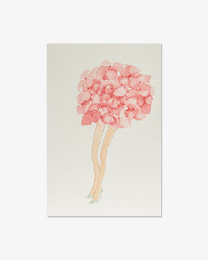 Pink Hydrangea with Heels Watercolor Greeting Card | Presch Petals Dallas Florist