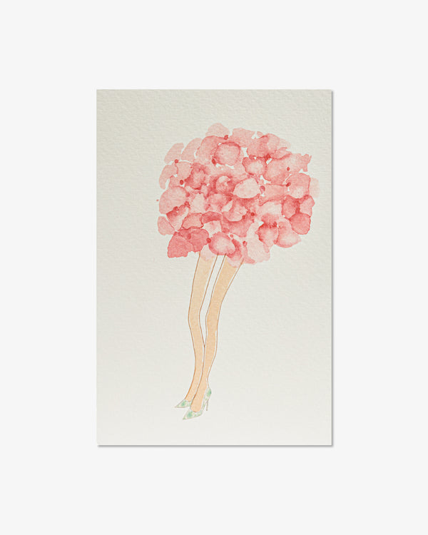 Pink Hydrangea with Heels Watercolor Greeting Card | Presch Petals Dallas Florist