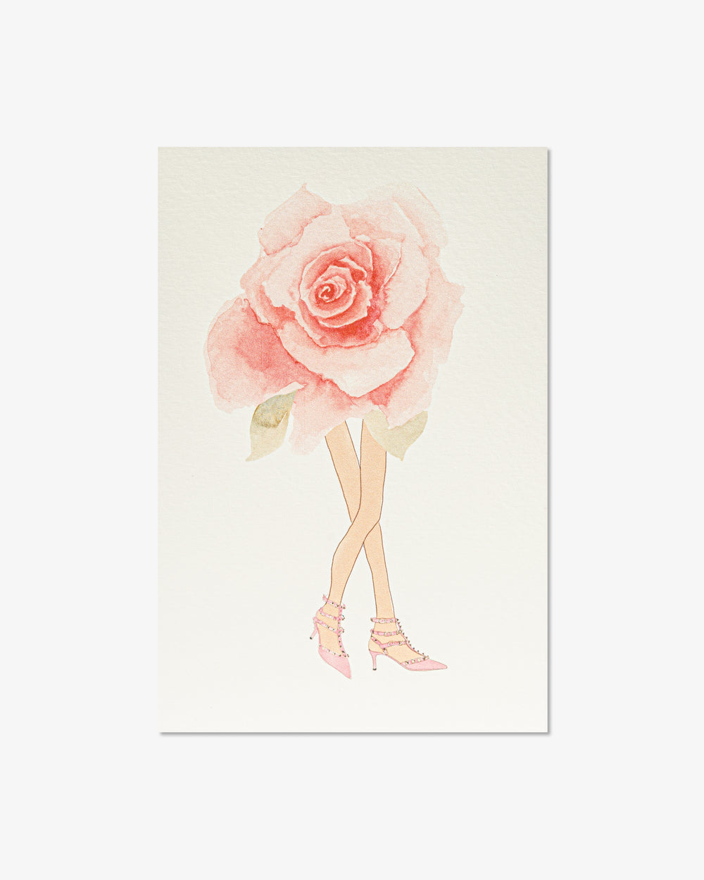 Pink Rose with Pink Heels Greeting Card | Presch Petals x artist Kristen Whalen