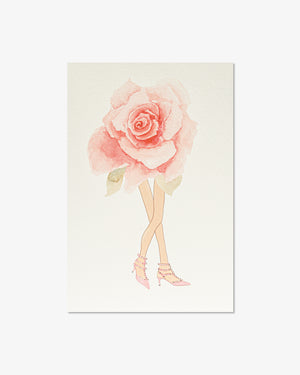 Pink Rose with Pink Heels Greeting Card | Presch Petals x artist Kristen Whalen