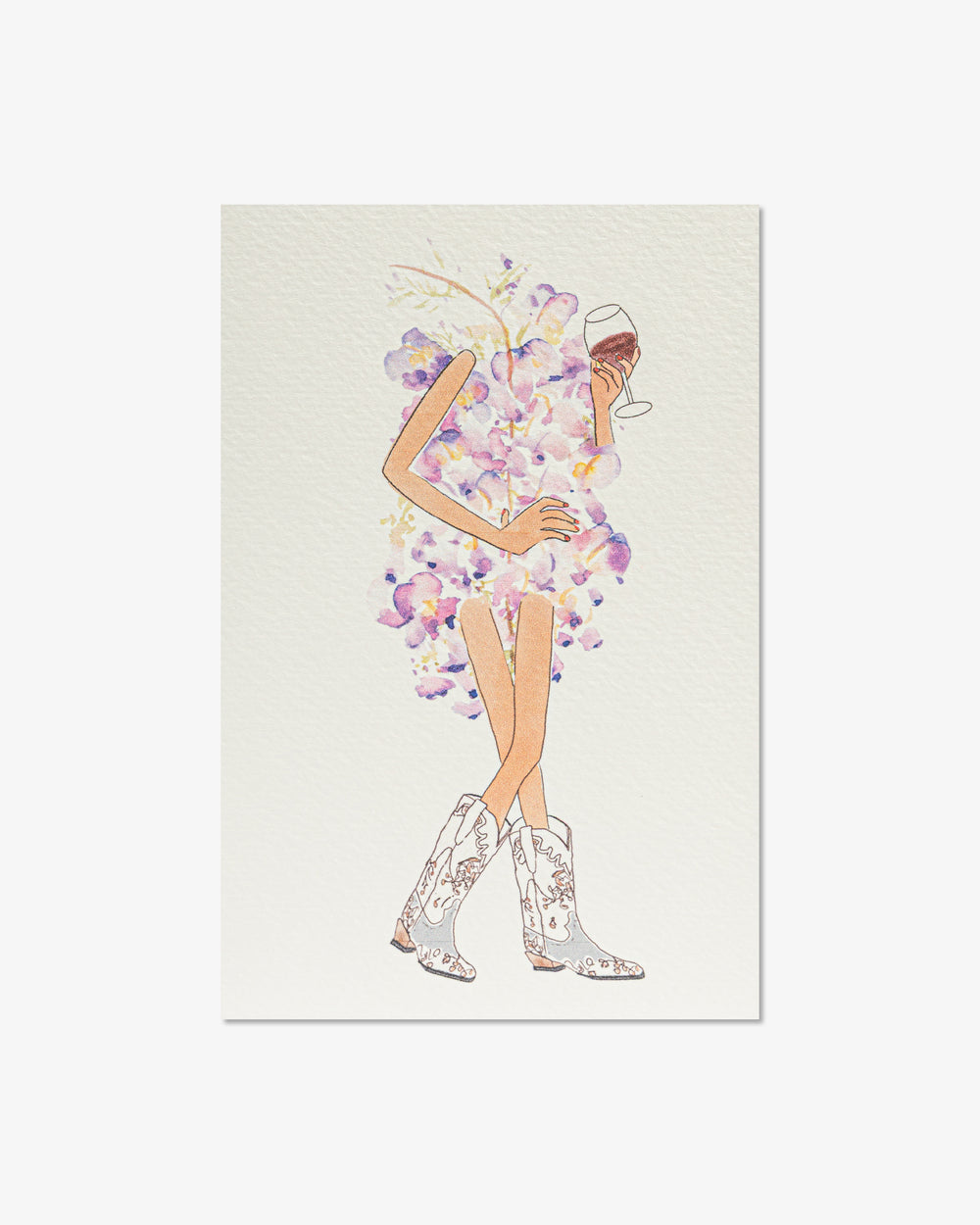 Purple Flowers with Cowboy Boots Greeting Card | Presch Petals x artist Kristen Whalen Dallas