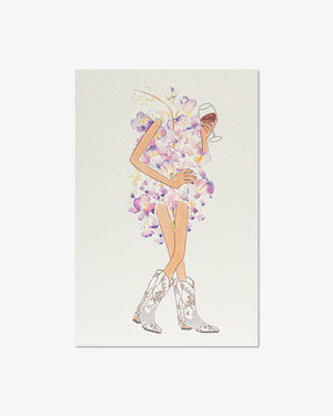 Purple Flowers with Cowboy Boots Greeting Card | Presch Petals x artist Kristen Whalen Dallas