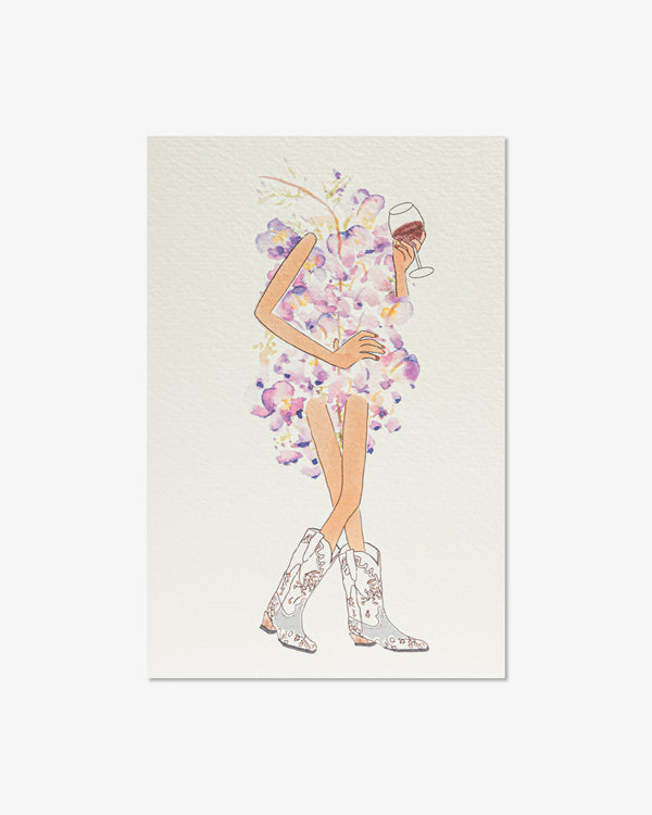 Purple Flowers with Cowboy Boots Greeting Card | Presch Petals x artist Kristen Whalen Dallas