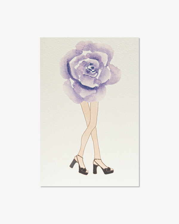 Purple Rose with Black Heels Greeting Card | Presch Petals x Watercolor Artist