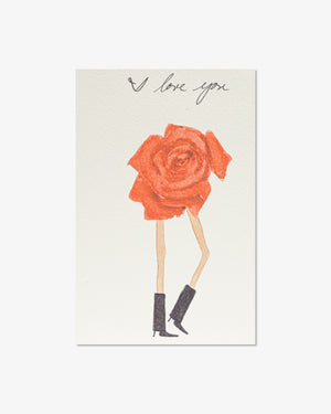 Red Rose with Boots 'I Love You' Greeting Card | Presch Petals Dallas Florist