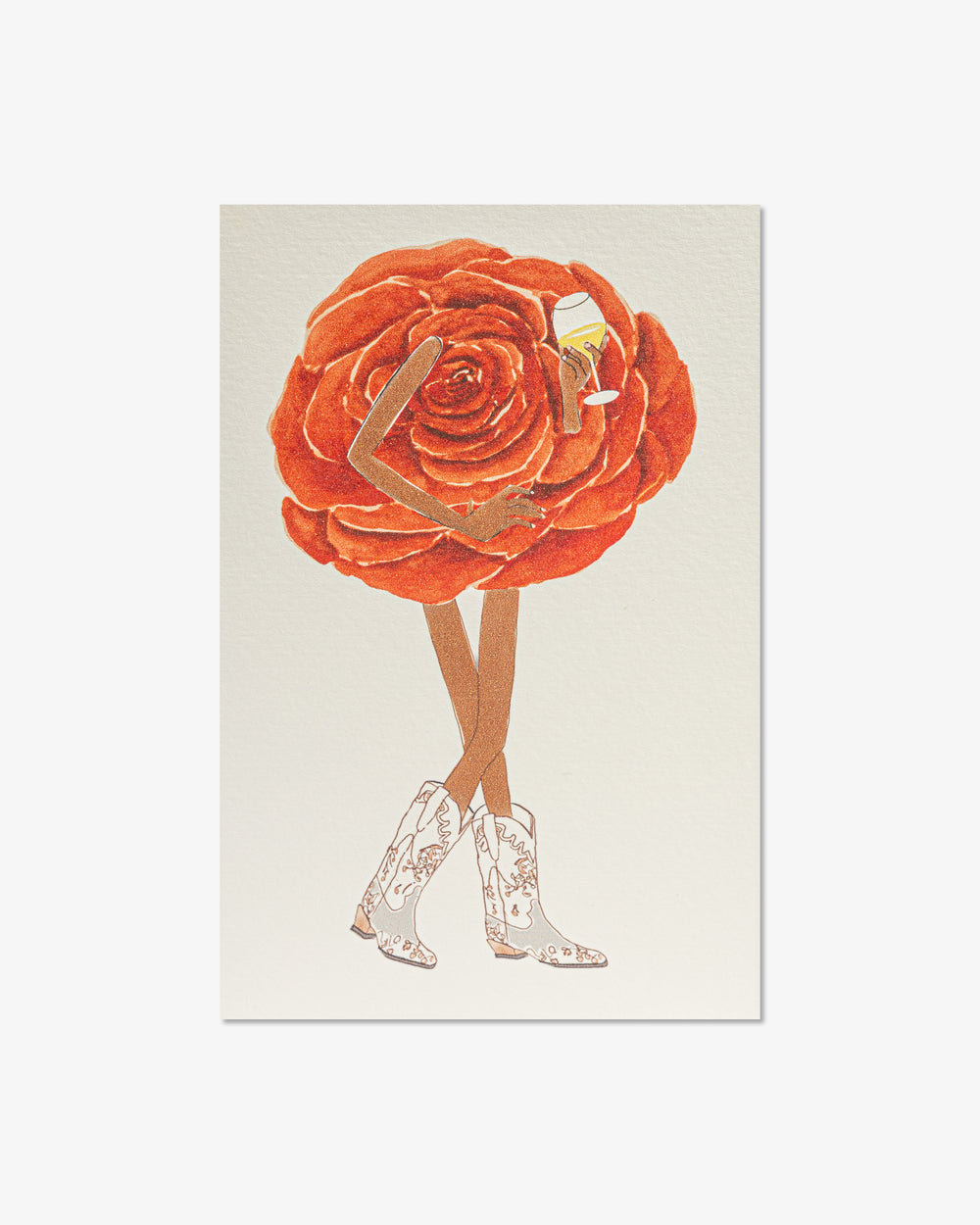 Red Rose with Cowboy Boots Watercolor Greeting Card | 4x6" greeting card dallas