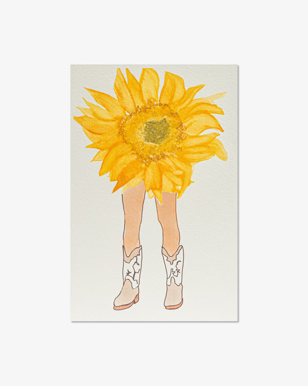 Sunflower with Cowboy Boots Greeting Card | Presch Petals Flowers with Legs 