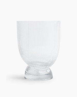 Wide Ribbed Glass Pedestal Vase | Presch Petals Textured Vases Dallas