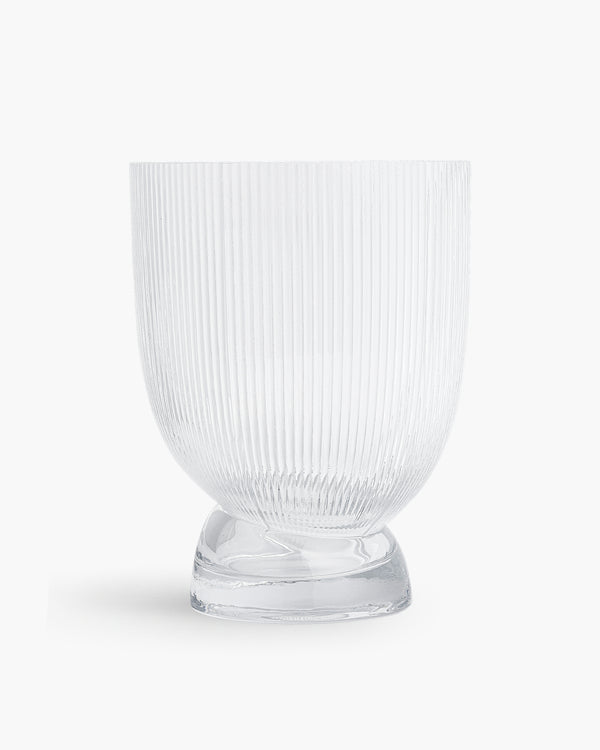 Wide Ribbed Glass Pedestal Vase | Presch Petals Textured Vases Dallas